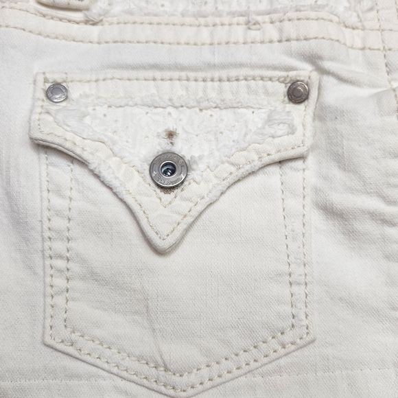 Miss Me Women's Denim MIni Skirt Flap Pockets Eyelet Trim Off White S - Picture 7 of 10